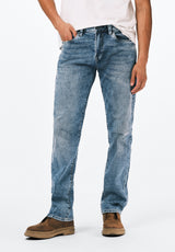 Straight Six Men's Jeans in Whiskered and Contrasted Blue - BM22634