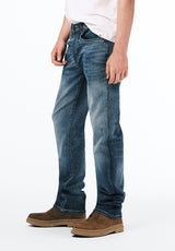 Relaxed Straight Driven Men's Jeans in Sanded Blue - BM22641