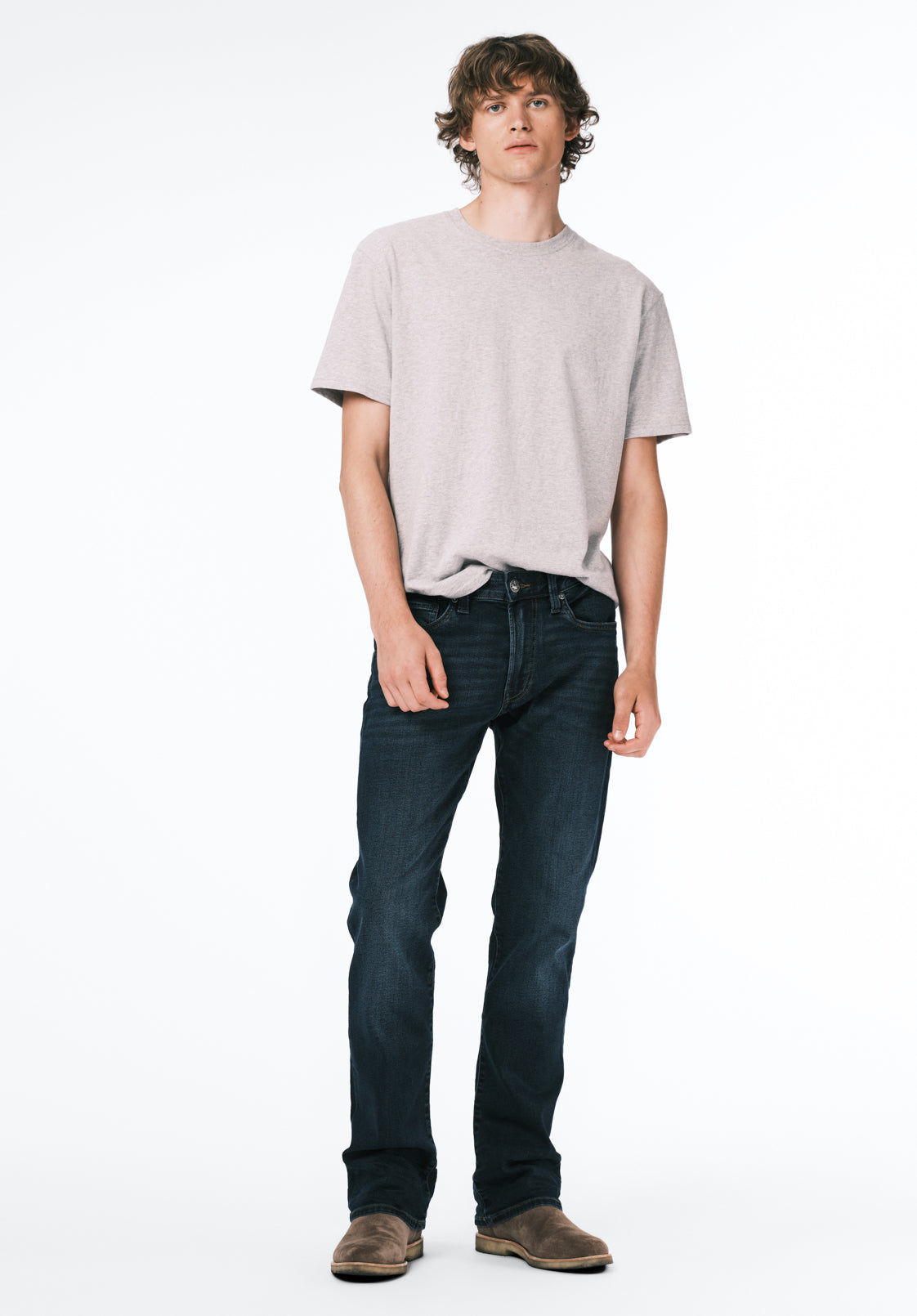Slim Bootcut King Men's Jeans in Crinkled and Sanded Dark Blue