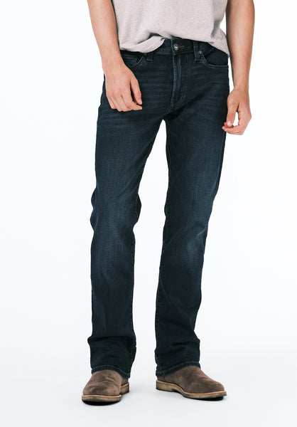 Slim Bootcut King Men's Jeans in Crinkled and Sanded Dark Blue - BM22720