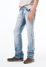 Slim Bootcut King Men's Jeans in Crinkled Bleached Blue - BM22791