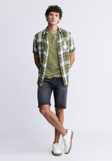 Buffalo David BittonRelaxed Straight Dean Men's Denim Shorts in Crinkled Black - BM22849 Color BLACK