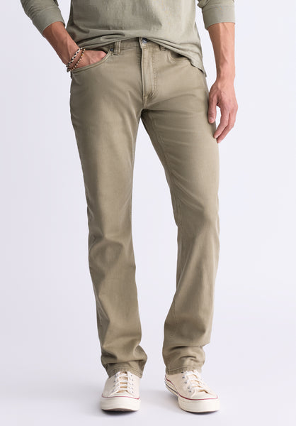 Six Men's Straight Freedom Flex Pants, Olive - BM22939