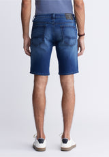 Buffalo David BittonRelaxed Straight Dean Men's Fleece Denim Shorts in Sanded Blue - BM22949 Color INDIGO