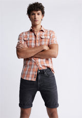 Buffalo David BittonSlim Parker Men's Denim Shorts in Black Sanded Wash - BM22951 Color BLACK