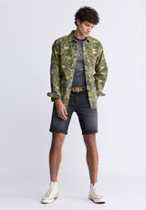 Buffalo David BittonRelaxed Straight Dean Men's Fleece Denim Shorts in Sanded Black - BM22965 Color BLACK