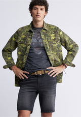 Buffalo David BittonRelaxed Straight Dean Men's Fleece Denim Shorts in Sanded Black - BM22965 Color BLACK