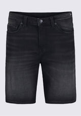 Buffalo David BittonRelaxed Straight Dean Men's Fleece Denim Shorts in Sanded Black - BM22965 Color BLACK