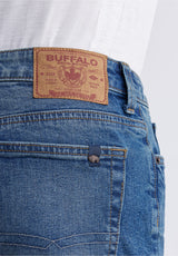 Buffalo David BittonRelaxed Straight Dean Men's Denim Shorts in Vintage and Contrasted Blue - BM22968 Color INDIGO