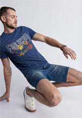 Buffalo David BittonRelaxed Straight Dean Men's Denim Shorts in Vintage and Contrasted Blue - BM22968 Color INDIGO