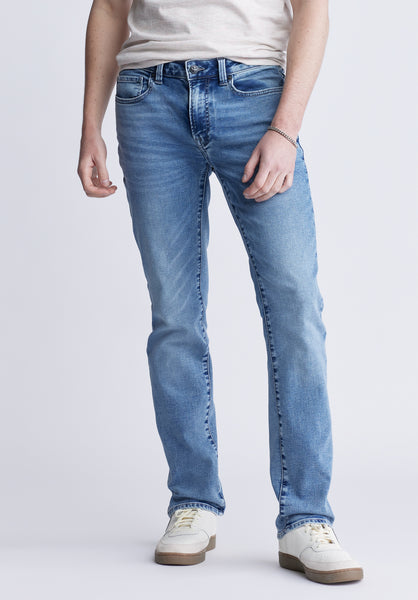 Buffalo David Bitton Straight Six Men's Five-Pocket Freedom Flex Jeans color INDIGO