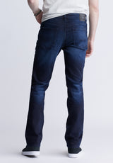 Straight Six Men's Five-Pocket Freedom Flex Jeans, Dark and Sanded - BM22999