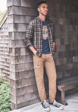 Buffalo David Bitton Sago Green Long-Sleeve Men’s Shirt - BM24029 Color BURNT OLIVE