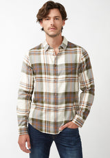Buffalo David Bitton Sander Fern Men's Long-Sleeve Shirt - BM24217 Color FERN