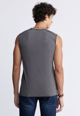 Buffalo David BittonKarmola Men's Sleeveless Shirt in Charcoal Grey - BM24235 Color CHARCOAL