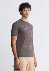 Buffalo David BittonTomer Men's Graphic T-shirt in Charcoal Grey - BM24324 Color CHARCOAL