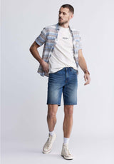 T-shirt Dos Imprimé à Manches Courtes Tumuch pour Hommes, Gris Clair - BM24332