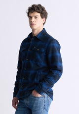 Buffalo David Bitton Jalika Men's Plaid Shacket with Sherpa Lining, Black & Navy - BM24447 Color BLACK