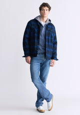 Buffalo David Bitton Jalika Men's Plaid Shacket with Sherpa Lining, Black & Navy - BM24447 Color BLACK