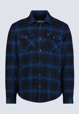 Shacket à carreaux pour homme Jalika avec doublure en sherpa, en noir et marine - BM24447