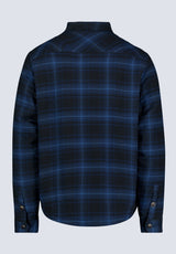 Shacket à carreaux pour homme Jalika avec doublure en sherpa, en noir et marine - BM24447