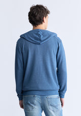 Sweat à capuche Faseam pour homme avec poche avant, bleu chiné - BM24455