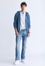 Sweat à capuche Faseam pour homme avec poche avant, bleu chiné - BM24455