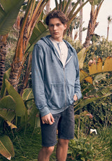 Sweat à capuche Faseam pour homme avec poche avant, bleu chiné - BM24455