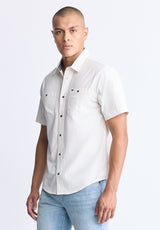 Sagrino Men's Short-Sleeve Utility Shirt, Milk - BM24501