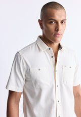 Sagrino Men's Short-Sleeve Utility Shirt, Milk - BM24501