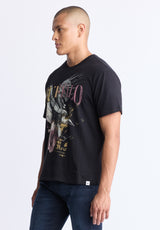 Takuma Men's Graphic Eagle Print T-Shirt, Black - BM24506