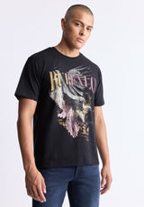 Takuma Men's Graphic Eagle Print T-Shirt, Black - BM24506