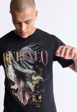 Takuma Men's Graphic Eagle Print T-Shirt, Black - BM24506