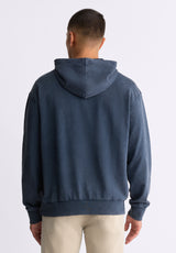 Farhim Men's Hoodie with Textured Applique, Midnight Blue - BM24517