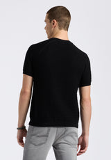 Buffalo David Bitton Wipped Men's Textured Knit Short-Sleeve Crewneck Sweater color CHARCOAL