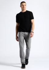 Buffalo David Bitton Wipped Men's Textured Knit Short-Sleeve Crewneck Sweater color CHARCOAL