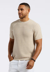 Buffalo David Bitton Wipped Men's Textured Knit Sweater Tee COLOR Buttercream Beige