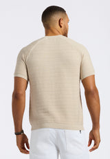 Buffalo David Bitton Wipped Men's Textured Knit Short-Sleeve Crewneck Sweater color BUTTERCREAM