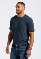 Buffalo David Bitton Karlton Men's Waffle-Knit Short-Sleeve Crewneck T-Shirt color WHALE