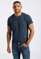 Buffalo David Bitton Karlton Men's Waffle-Knit Short-Sleeve Crewneck T-Shirt color WHALE