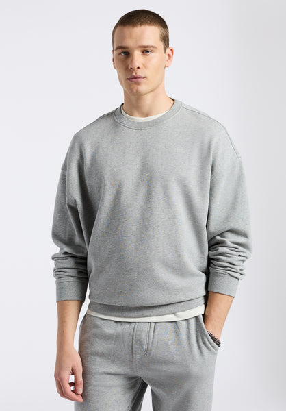 Buffalo David Bitton Famke Men's Relaxed Crewneck Sweatshirt color HEATHER GREY
