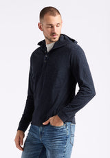 Buffalo David Bitton Kolder Men's Relaxed Fit Hooded Henley Top color WHALE