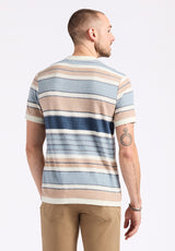 Buffalo David Bitton Konnair Men's Short-Sleeve Texture Jersey Striped T-Shirt color WHALE