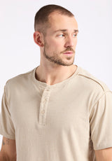 Buffalo David Bitton Kitfom Men's Short-Sleeve Speckle Jersey Henley Top color PEYOTE