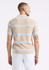 Buffalo David Bitton Winder Men's Short-Sleeve Striped Sweater Polo color PEYOTE