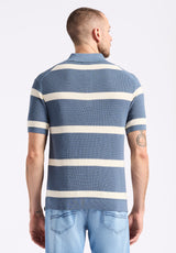 Buffalo David Bitton Winder Men's Short-Sleeve Striped Sweater Polo color MIRAGE