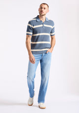 Buffalo David Bitton Winder Men's Short-Sleeve Striped Sweater Polo color MIRAGE