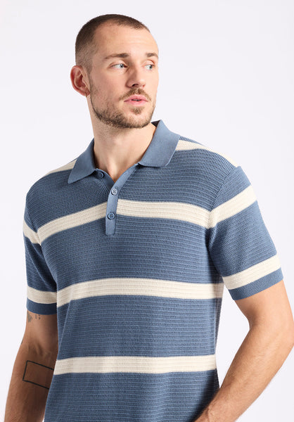 Buffalo David Bitton Winder Men's Short-Sleeve Striped Sweater Polo color MIRAGE
