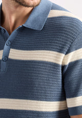 Buffalo David Bitton Winder Men's Short-Sleeve Striped Sweater Polo color