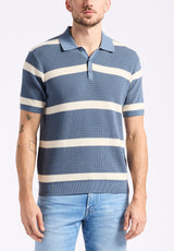 Buffalo David Bitton Winder Men's Short-Sleeve Striped Sweater Polo color MIRAGE